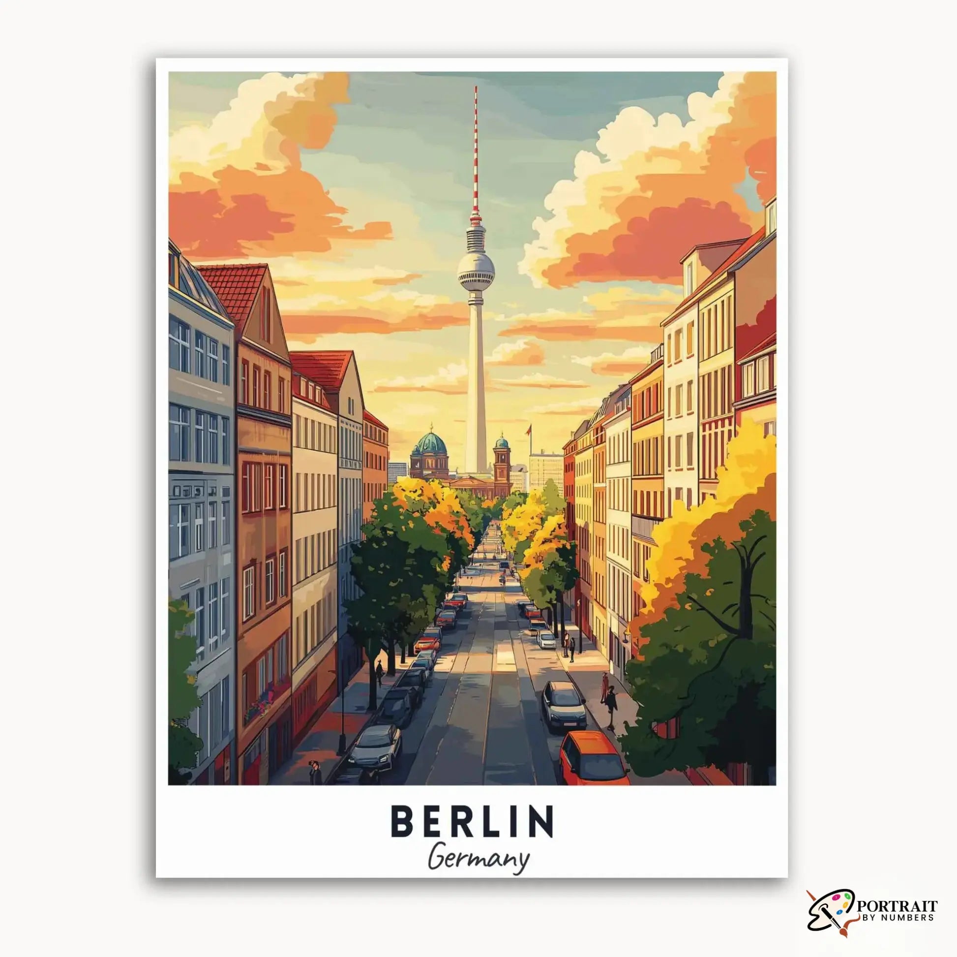 Berlin - Travel Poster -  Paint by Numbers Kit for Adults -  Portrait By Numbers