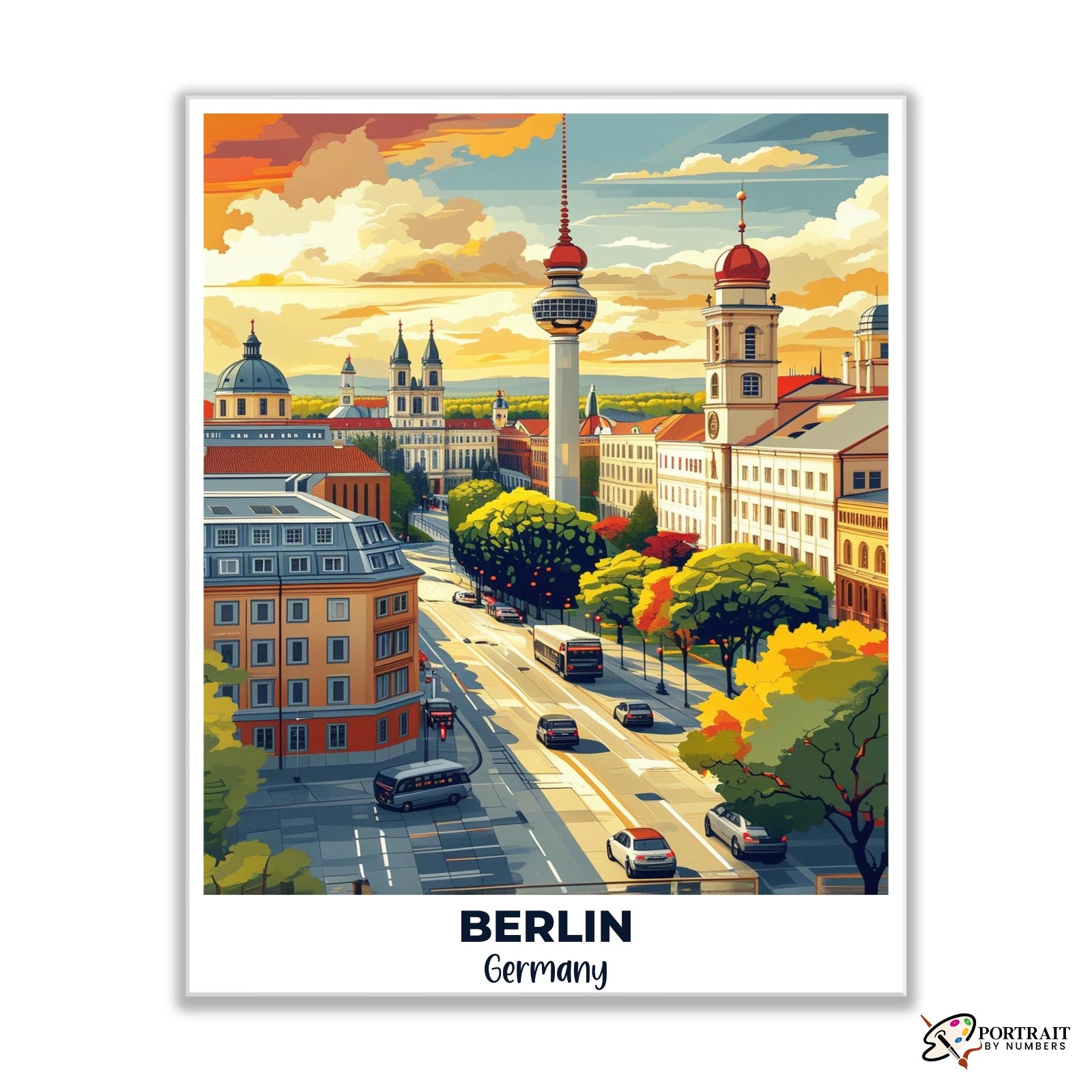 Berlin Travel Poster -  Paint by Numbers Kit for Adults -  Portrait By Numbers