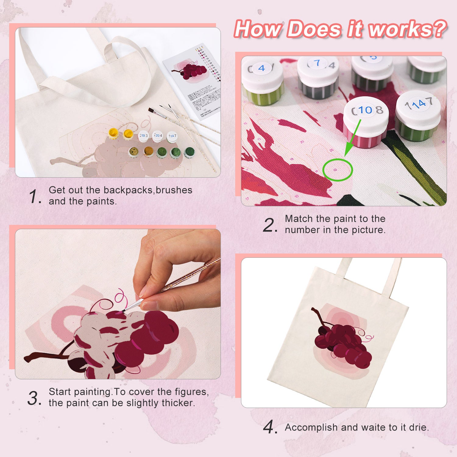 Berry Blush Bag -  Paint by Numbers Kit for Adults -  Portrait By Numbers