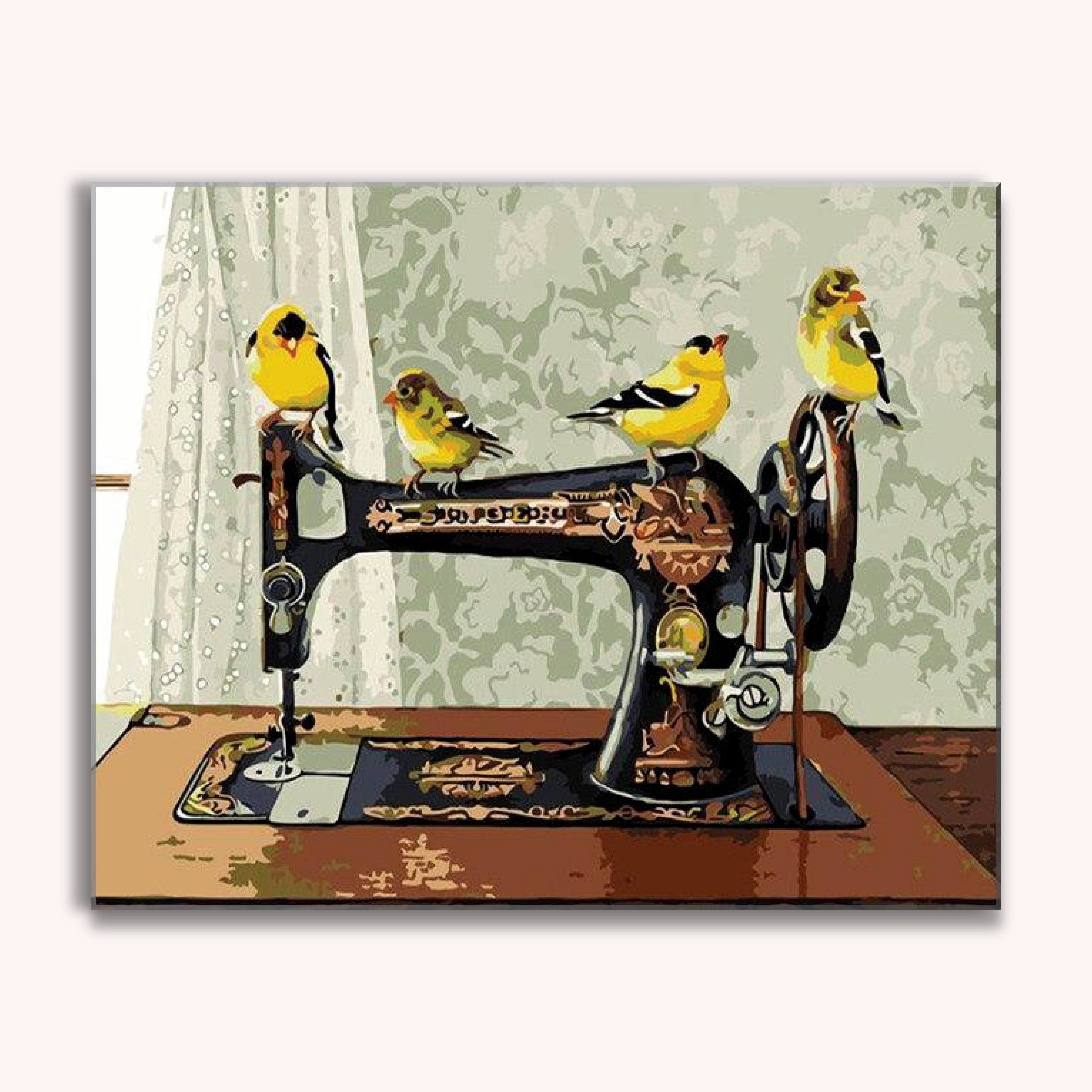 Bird Art Sewing Machine -  Paint by Numbers Kit for Adults -  Portrait By Numbers