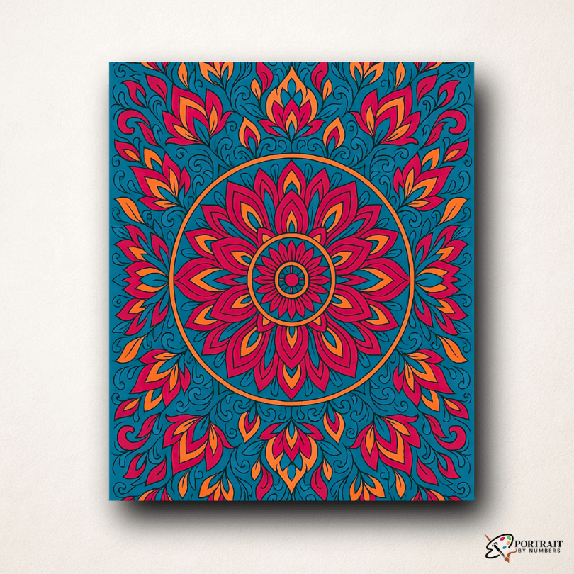 Blazing Petals (Mandala) -  Paint by numbers Kit -  Portrait By Numbers