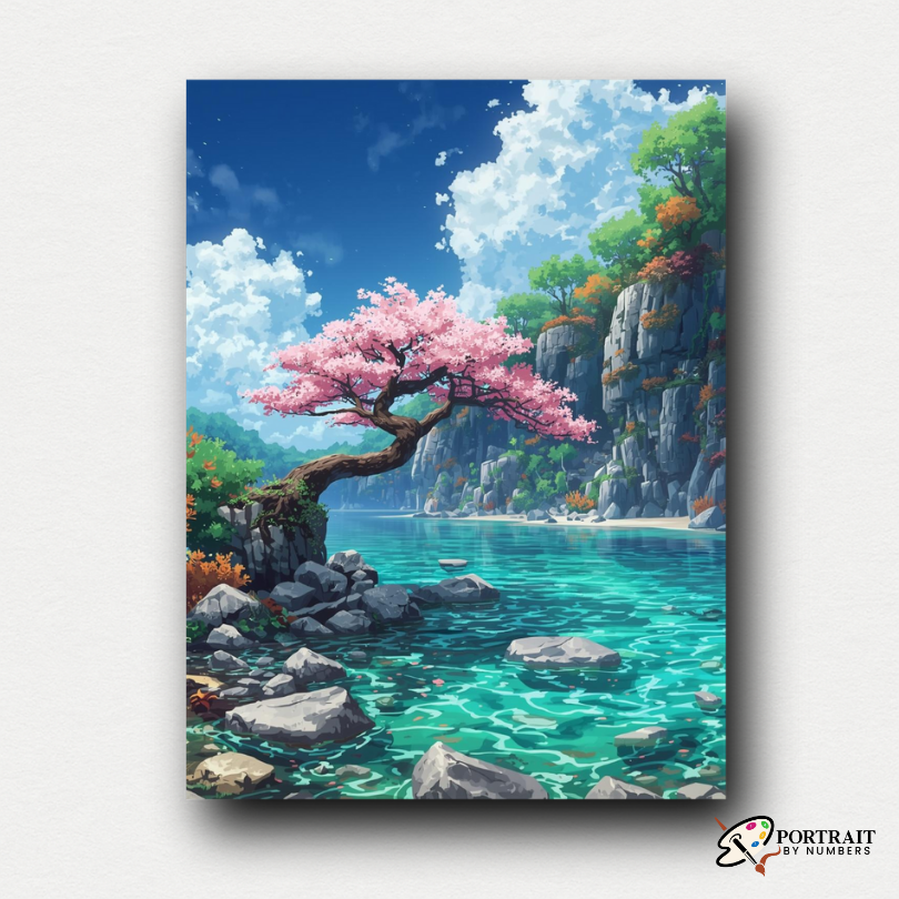 Blossom Lake -  Paint by numbers Kit -  Portrait By Numbers
