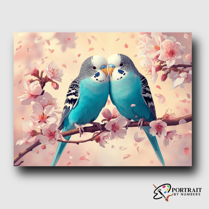 Blossom Lovebirds -  Paint by Numbers Kit for Adults -  Portrait By Numbers