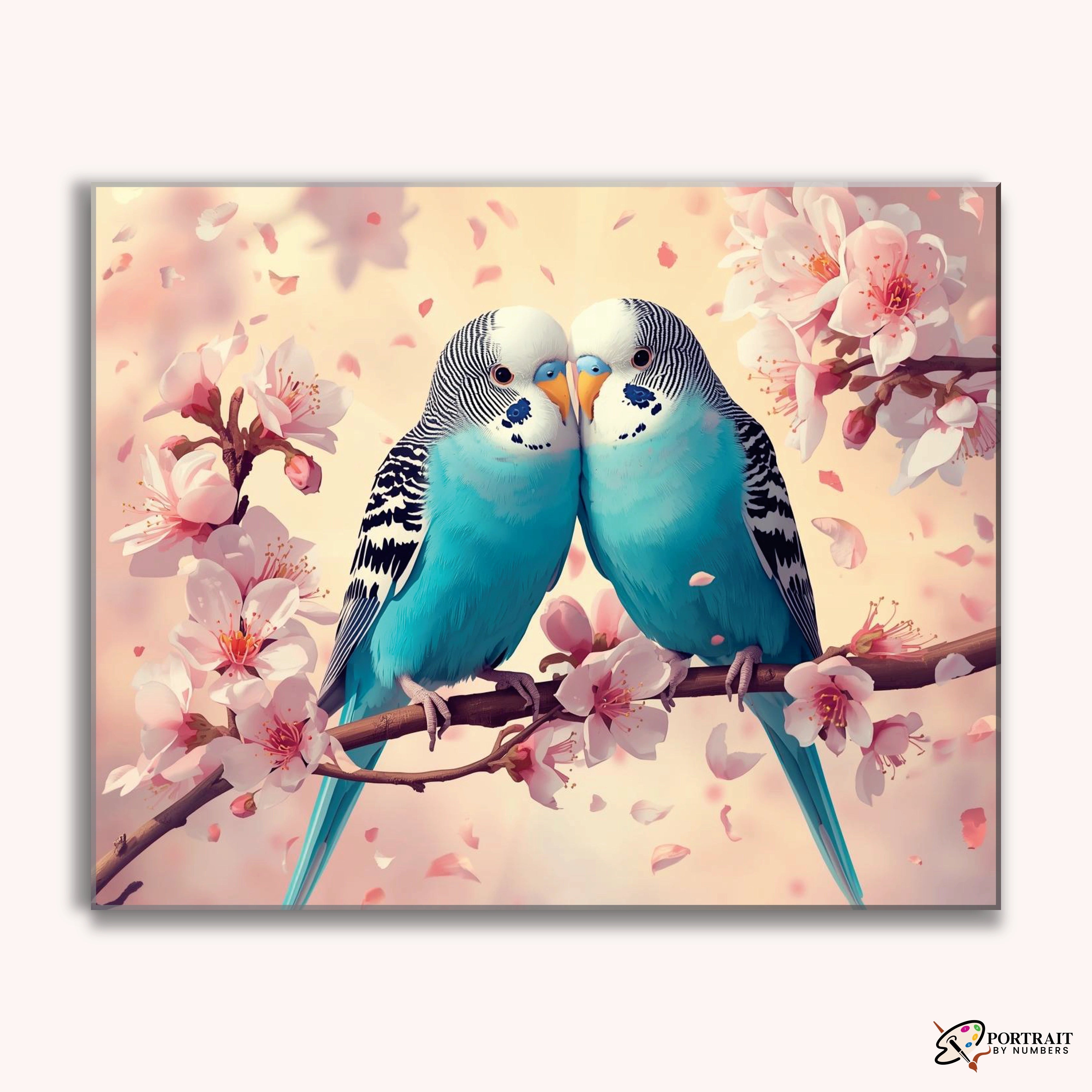 Blossom Lovebirds -  Paint by Numbers Kit for Adults -  Portrait By Numbers