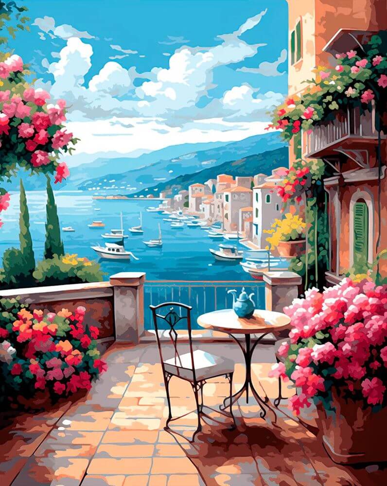 Blue Sky Harbor -  Paint by numbers -  Portrait By Numbers
