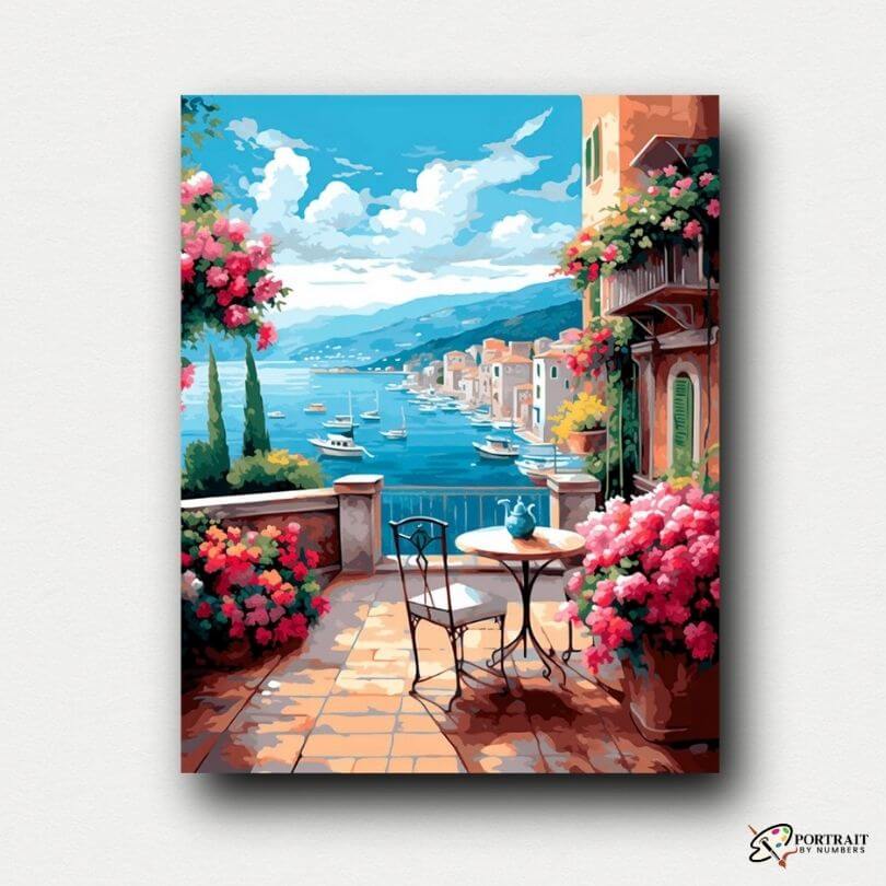 Blue Sky Harbor -  Paint by numbers -  Portrait By Numbers