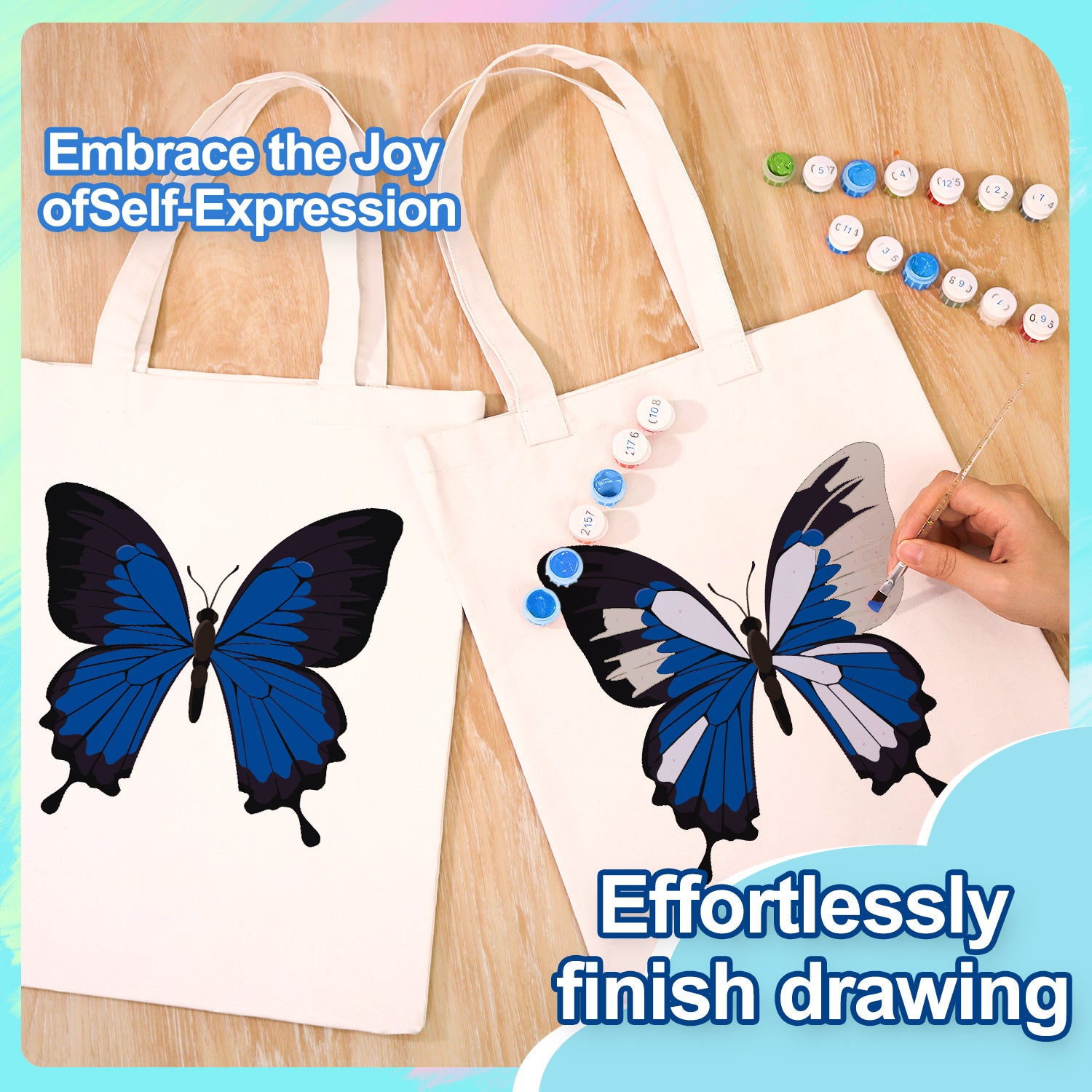 Blue Velvet Butterfly Bag -  Paint by Numbers Kit for Adults -  Portrait By Numbers