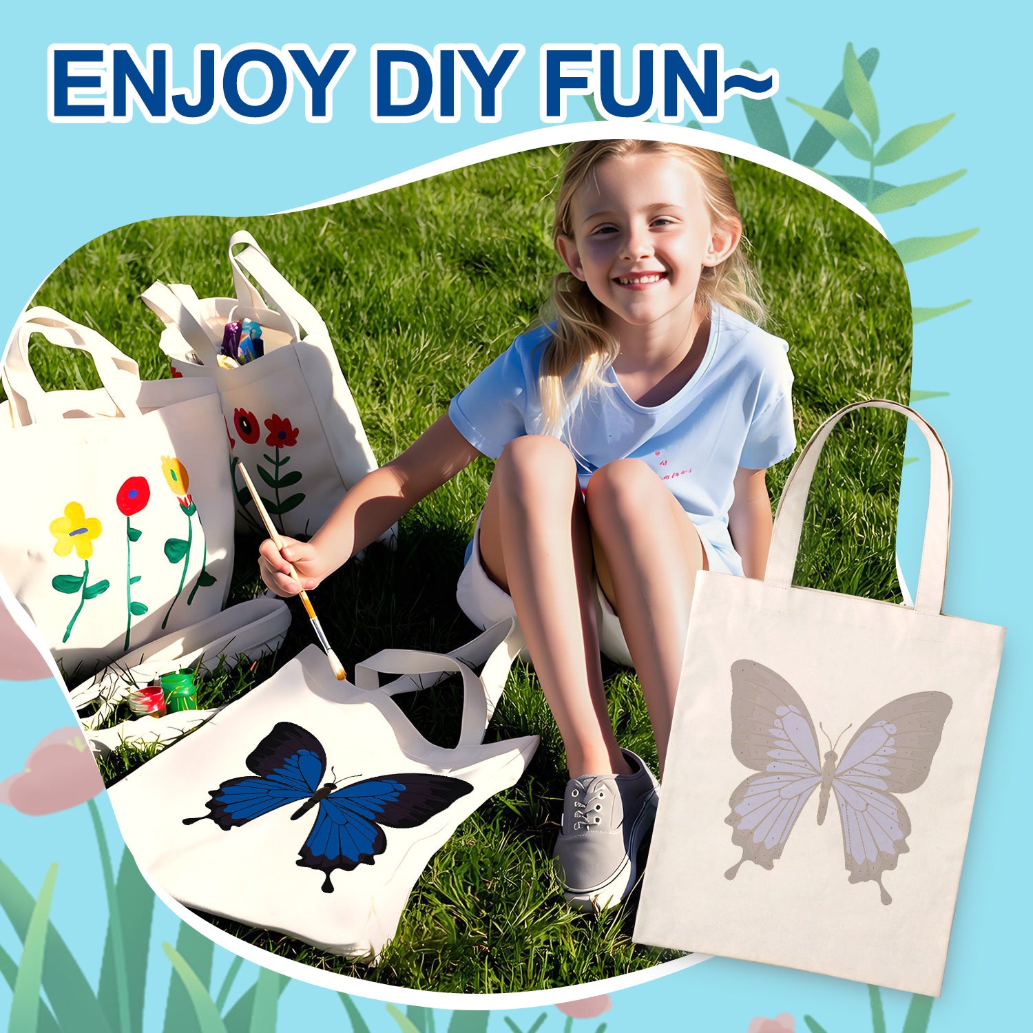 Blue Velvet Butterfly Bag -  Paint by Numbers Kit for Adults -  Portrait By Numbers