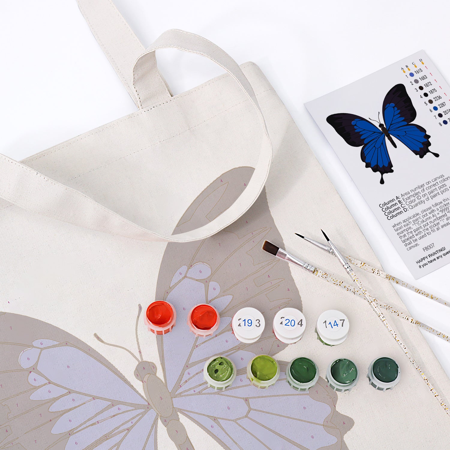 Blue Velvet Butterfly Bag -  Paint by Numbers Kit for Adults -  Portrait By Numbers