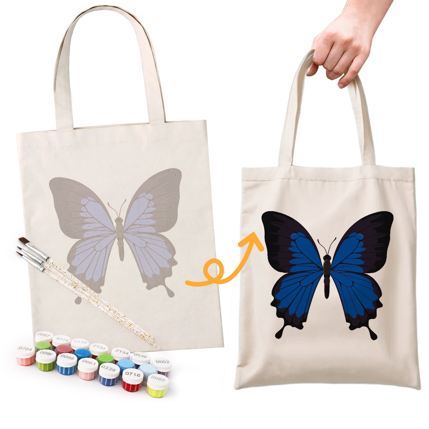 Blue Velvet Butterfly Bag -  Paint by Numbers Kit for Adults -  Portrait By Numbers