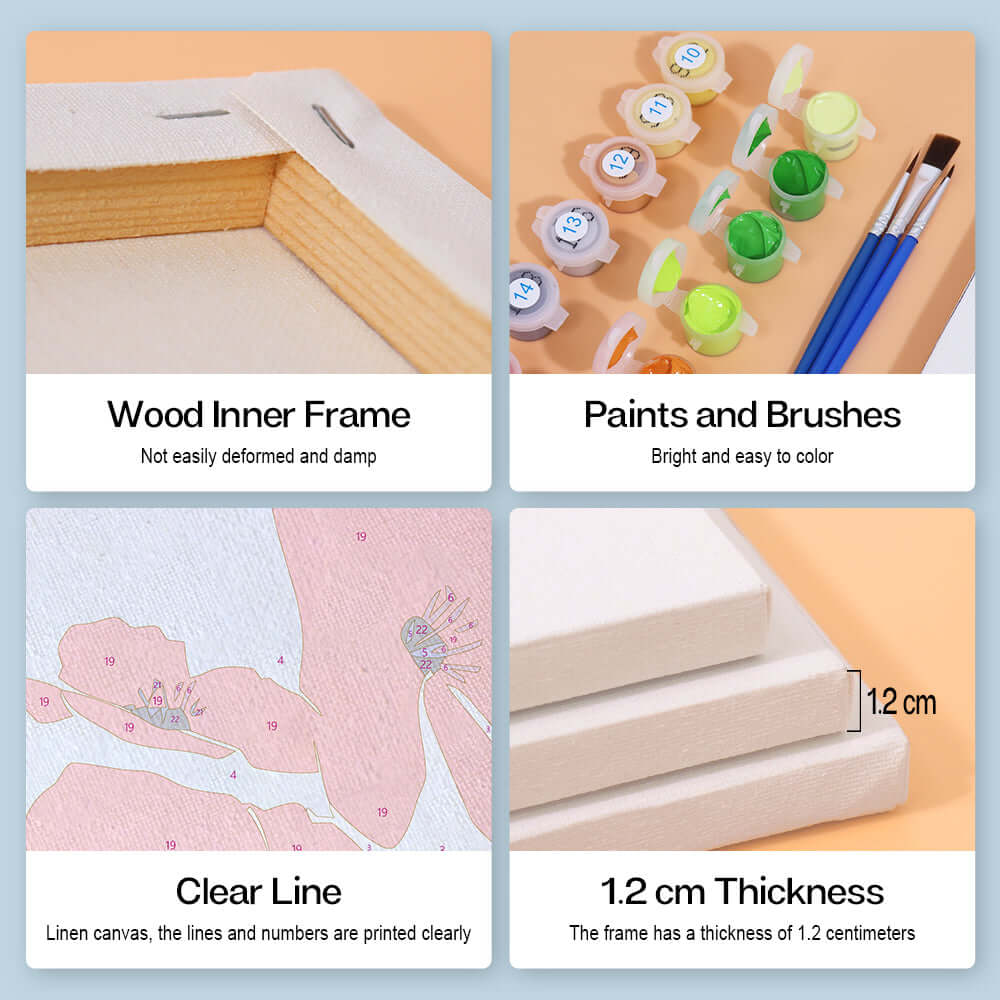 Blush Botanicals (Set of 6) -  Paint by numbers Kit -  Portrait By Numbers