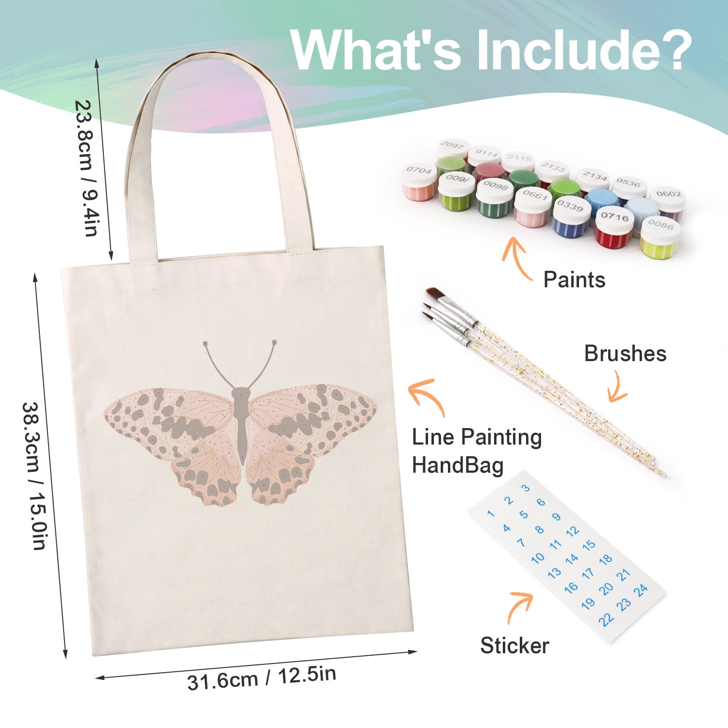Blush Butterfly Bag -  Paint by Numbers Kit for Adults -  Portrait By Numbers