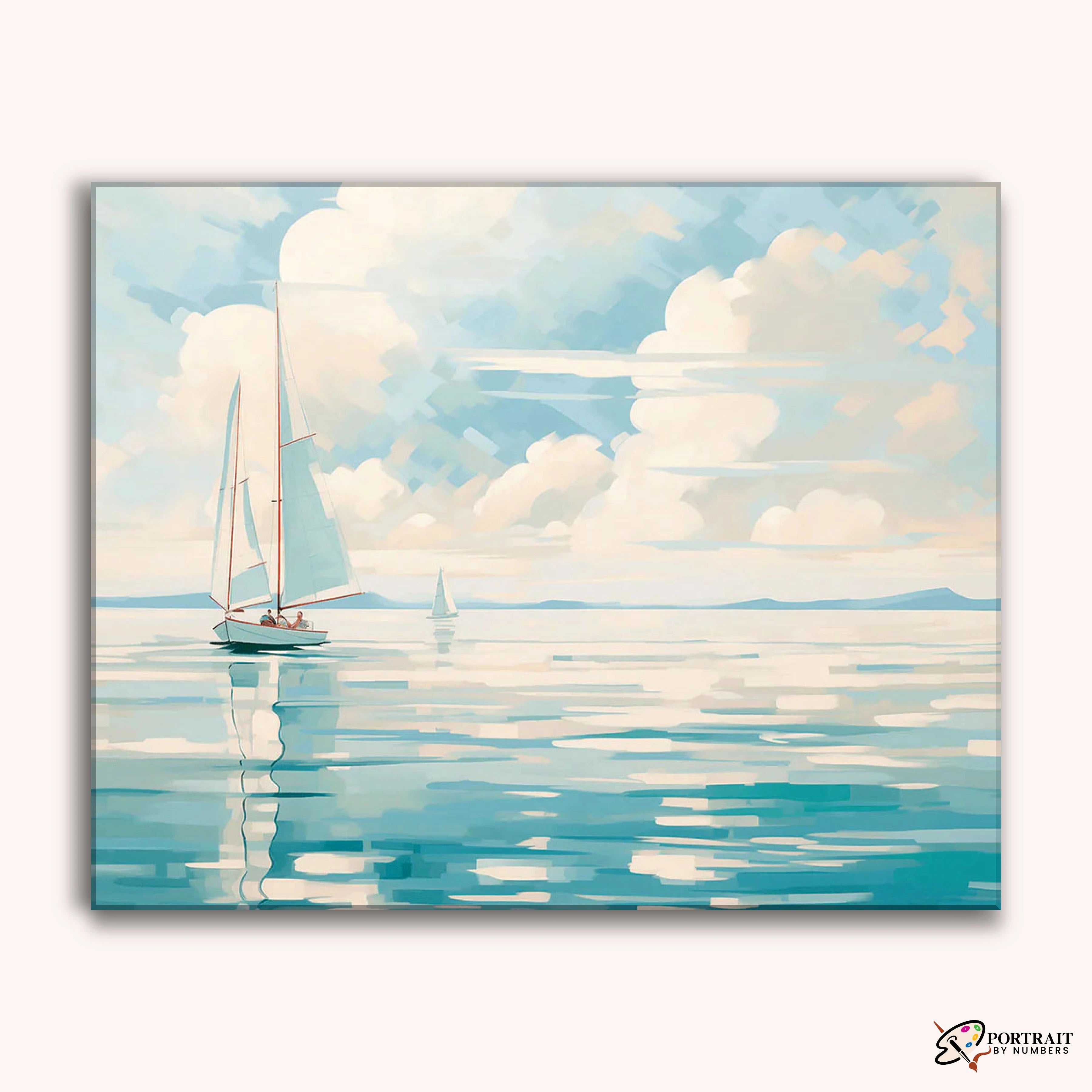 Boat in Blue -  Paint by Numbers Kit for Adults -  Portrait By Numbers