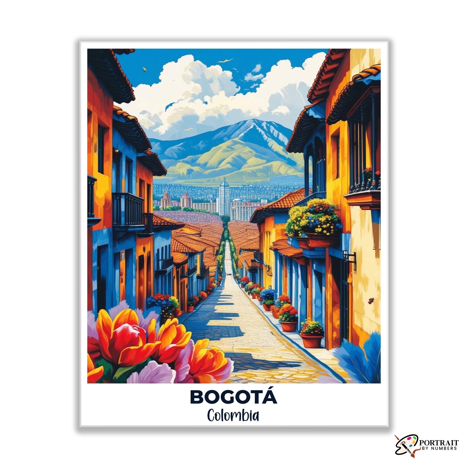 Bogotá Travel Poster -  Paint by Numbers Kit for Adults -  Portrait By Numbers