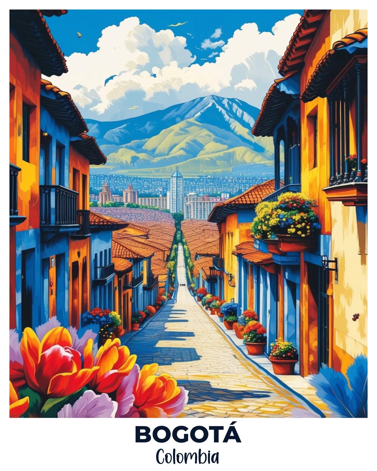 Bogotá Travel Poster -  Paint by Numbers Kit for Adults -  Portrait By Numbers