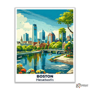 Boston Travel Poster -  Paint by Numbers Kit for Adults -  Portrait By Numbers