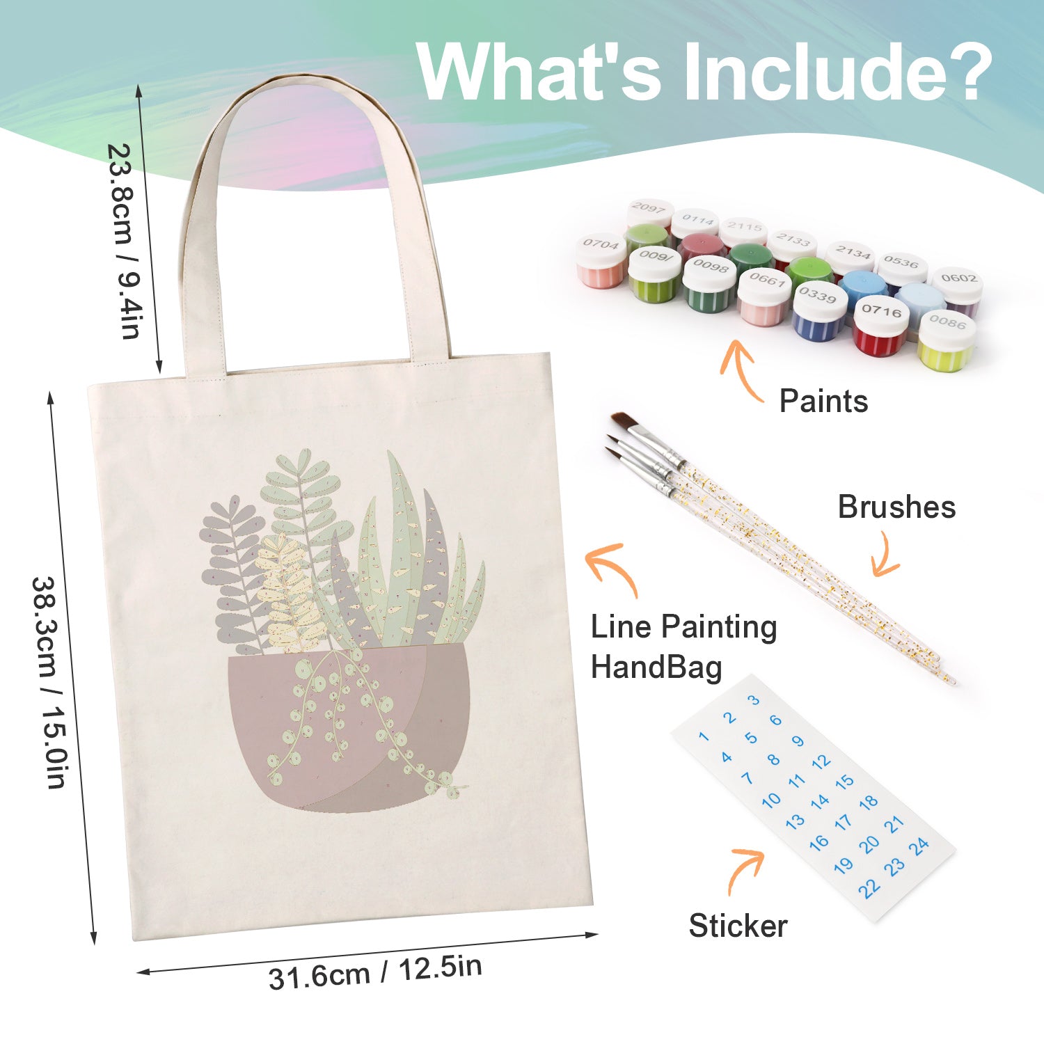 Botanical Bliss Bag -  Paint by Numbers Kit for Adults -  Portrait By Numbers