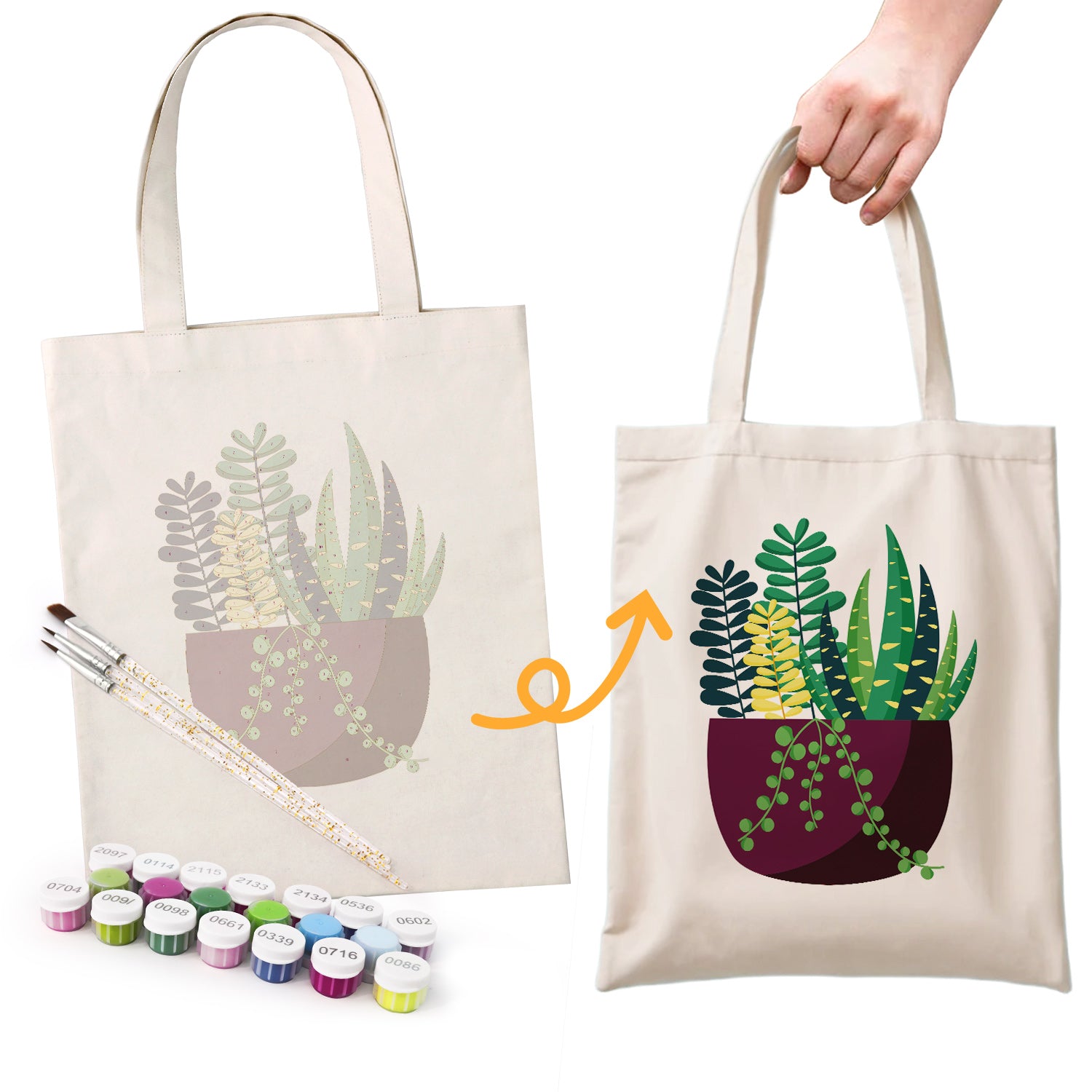 Botanical Bliss Bag -  Paint by Numbers Kit for Adults -  Portrait By Numbers