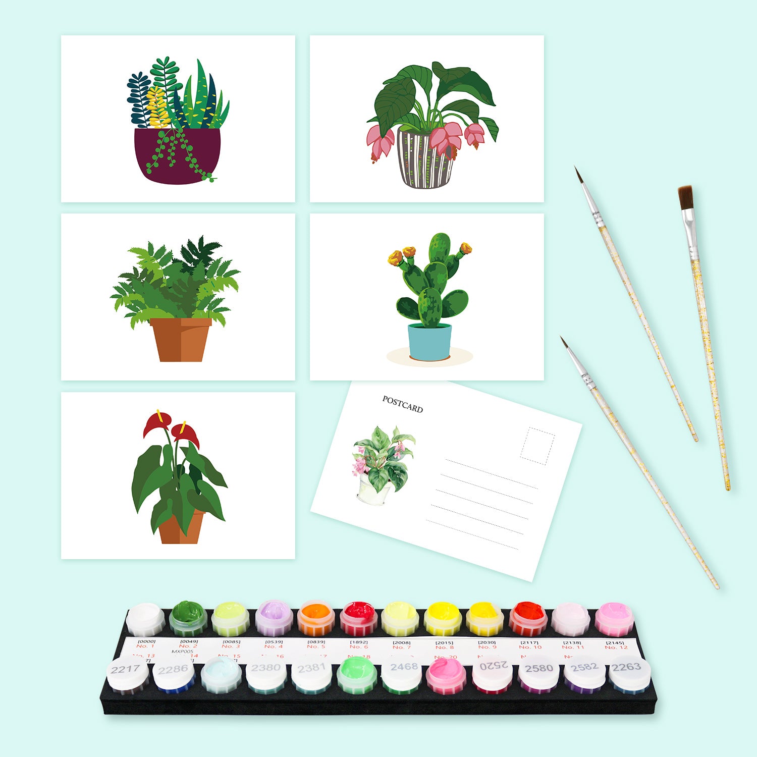 Botanical Whispers Poster Cards Set -  Paint by Numbers Kit for Adults -  Portrait By Numbers