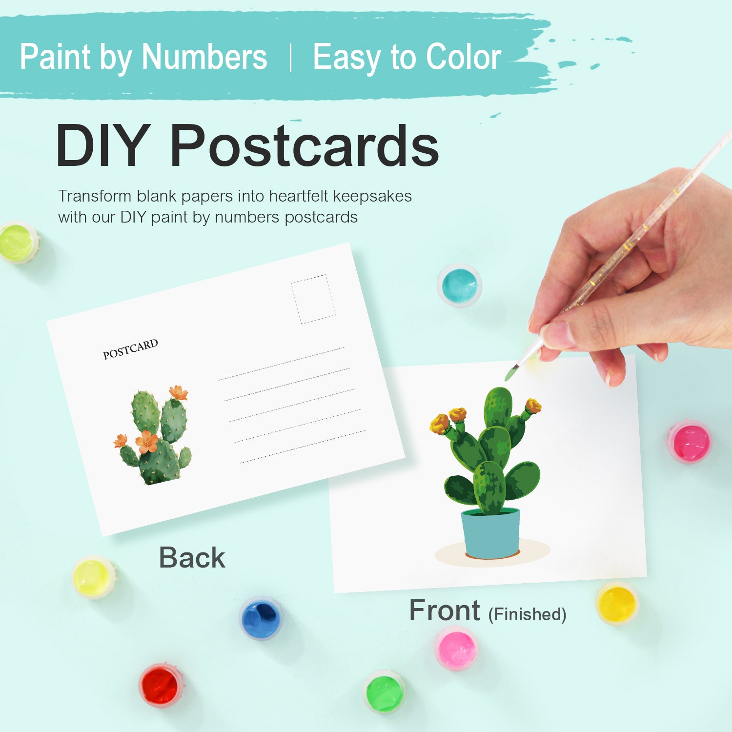 Botanical Whispers Poster Cards Set -  Paint by Numbers Kit for Adults -  Portrait By Numbers