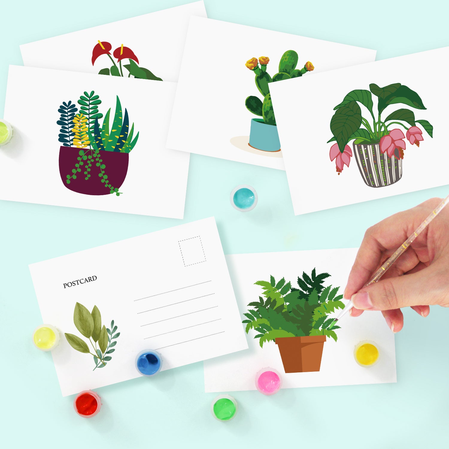 Botanical Whispers Poster Cards Set -  Paint by Numbers Kit for Adults -  Portrait By Numbers