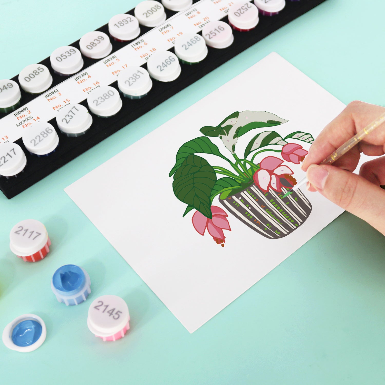 Botanical Whispers Poster Cards Set -  Paint by Numbers Kit for Adults -  Portrait By Numbers