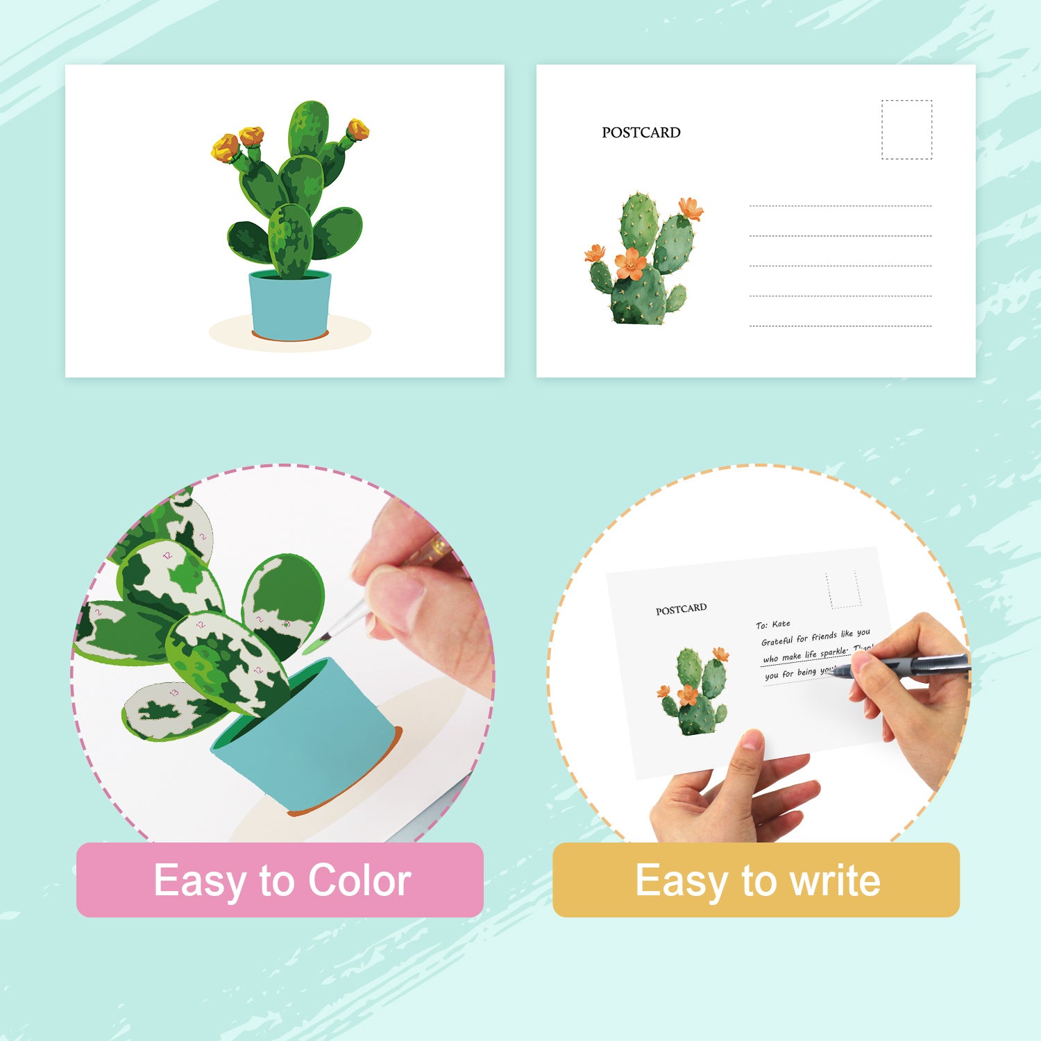 Botanical Whispers Poster Cards Set -  Paint by Numbers Kit for Adults -  Portrait By Numbers