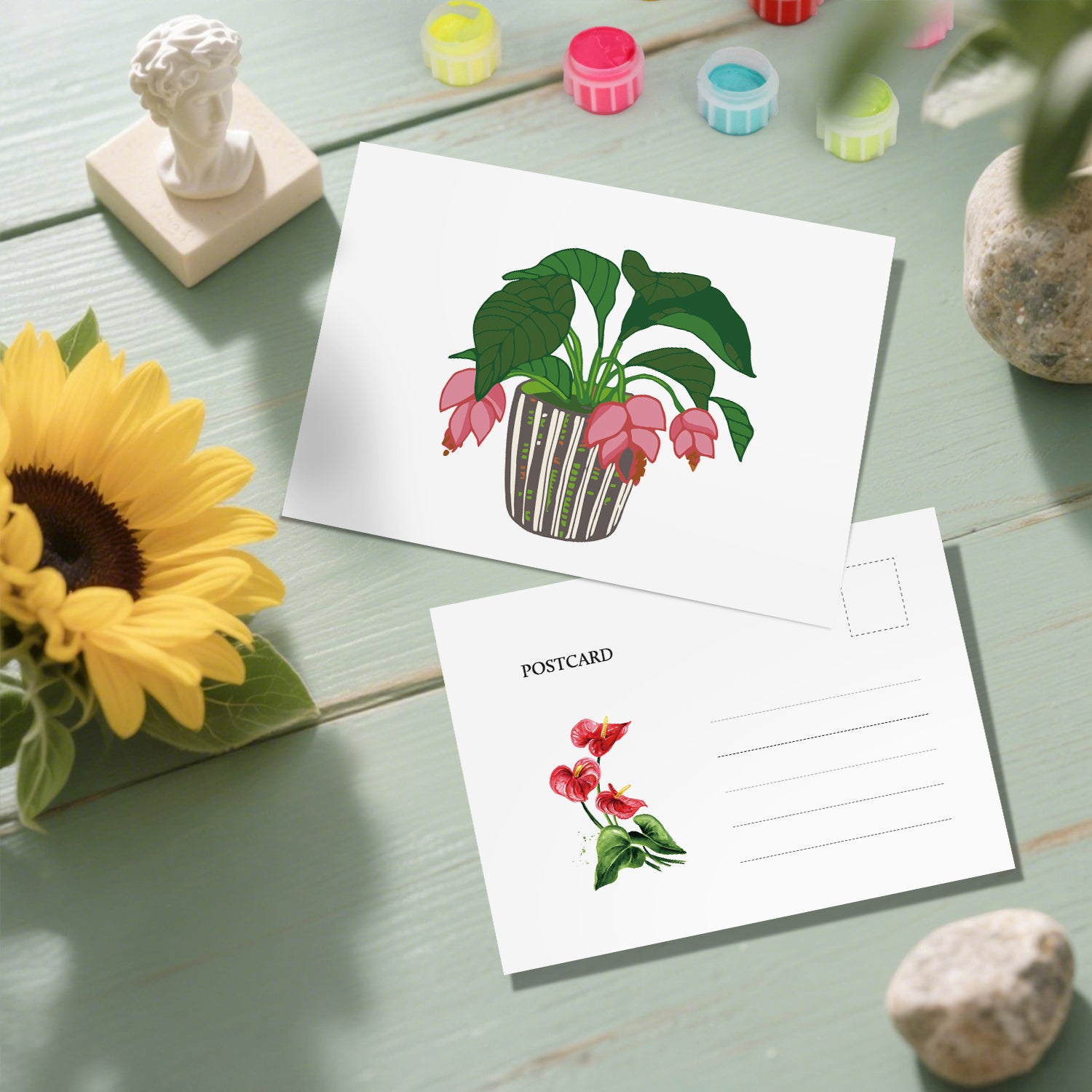 Botanical Whispers Poster Cards Set -  Paint by Numbers Kit for Adults -  Portrait By Numbers
