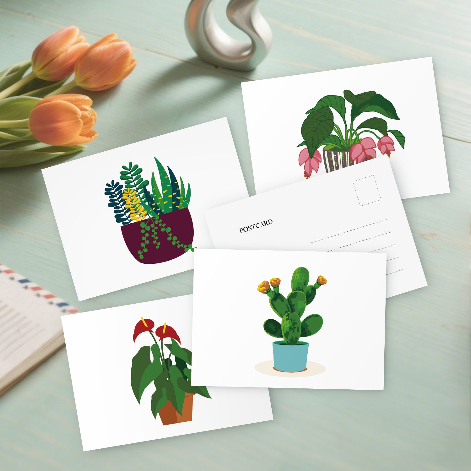 Botanical Whispers Poster Cards Set -  Paint by Numbers Kit for Adults -  Portrait By Numbers
