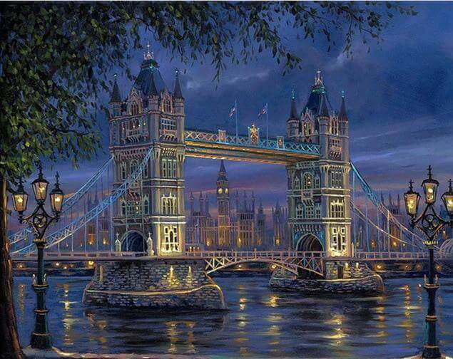 Bridge Of London Night -  Paint by numbers -  Portrait By Numbers