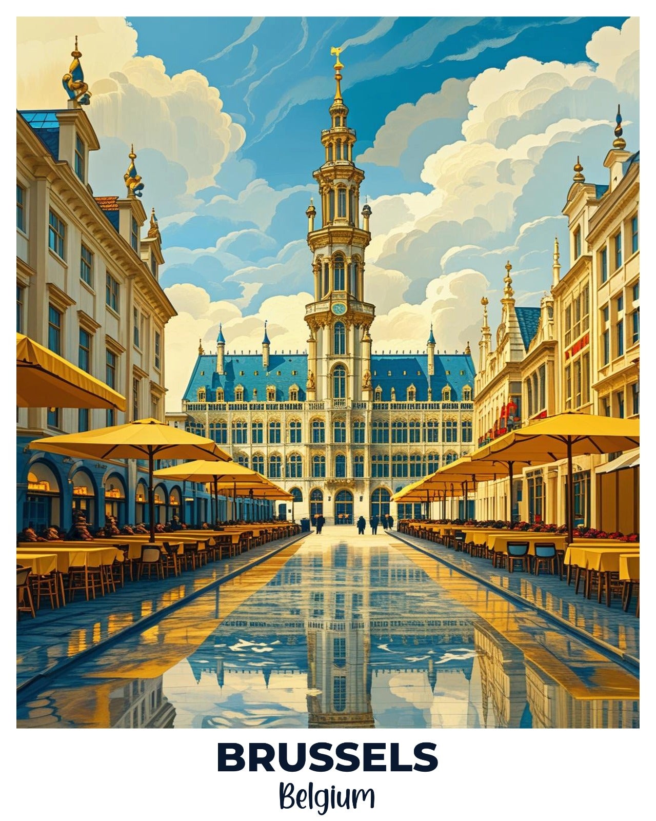 Brussels Travel Poster -  Paint by Numbers Kit for Adults -  Portrait By Numbers