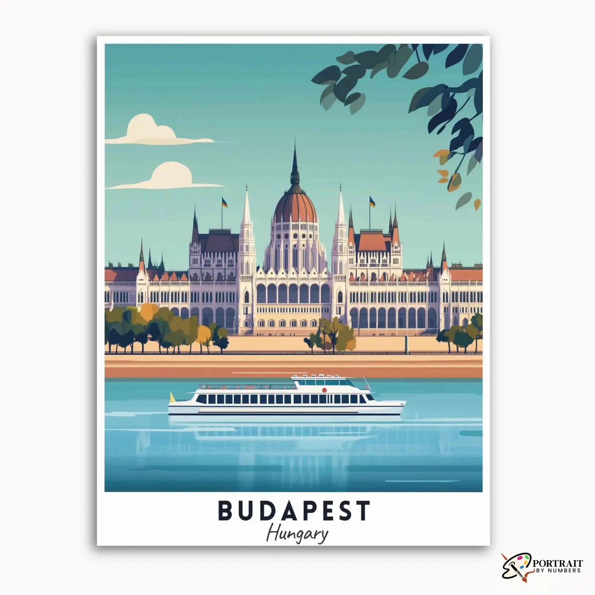 Budapest - Travel Poster -  Paint by Numbers Kit for Adults -  Portrait By Numbers