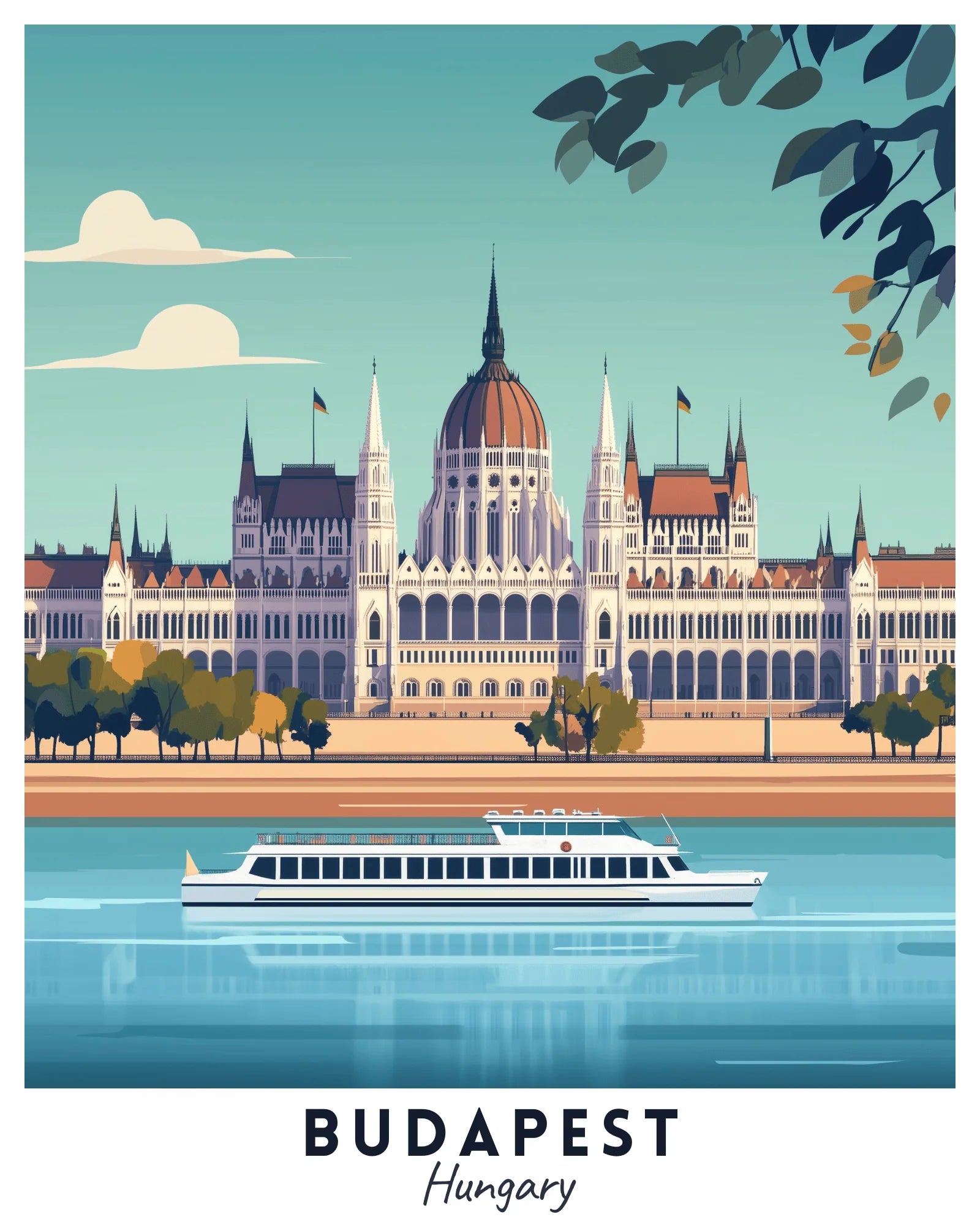 Budapest - Travel Poster -  Paint by Numbers Kit for Adults -  Portrait By Numbers