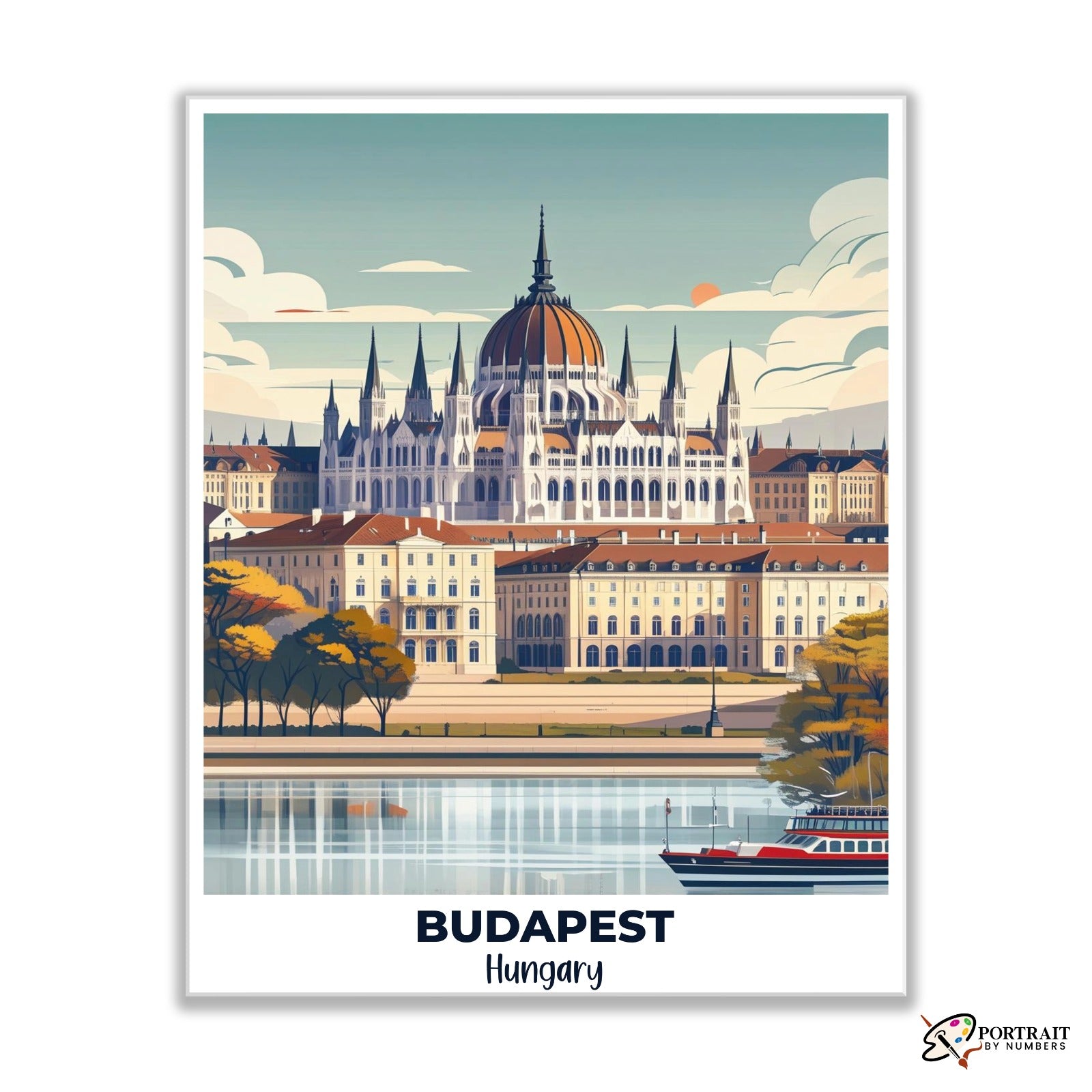 Budapest Travel Poster -  Paint by Numbers Kit for Adults -  Portrait By Numbers