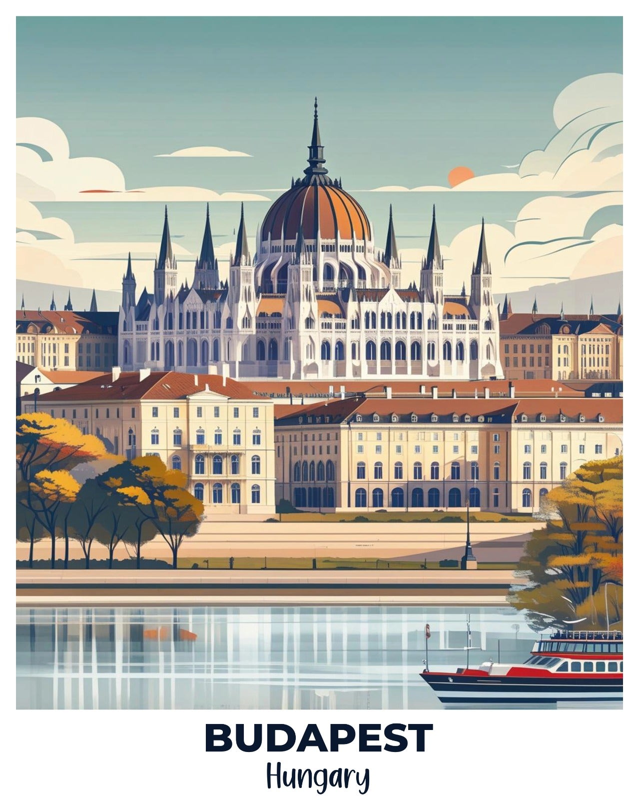 Budapest Travel Poster -  Paint by Numbers Kit for Adults -  Portrait By Numbers