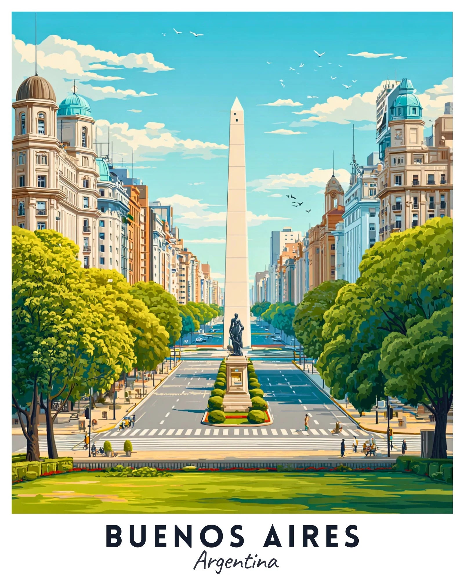 Buenos Aires - Travel Poster -  Paint by Numbers Kit for Adults -  Portrait By Numbers