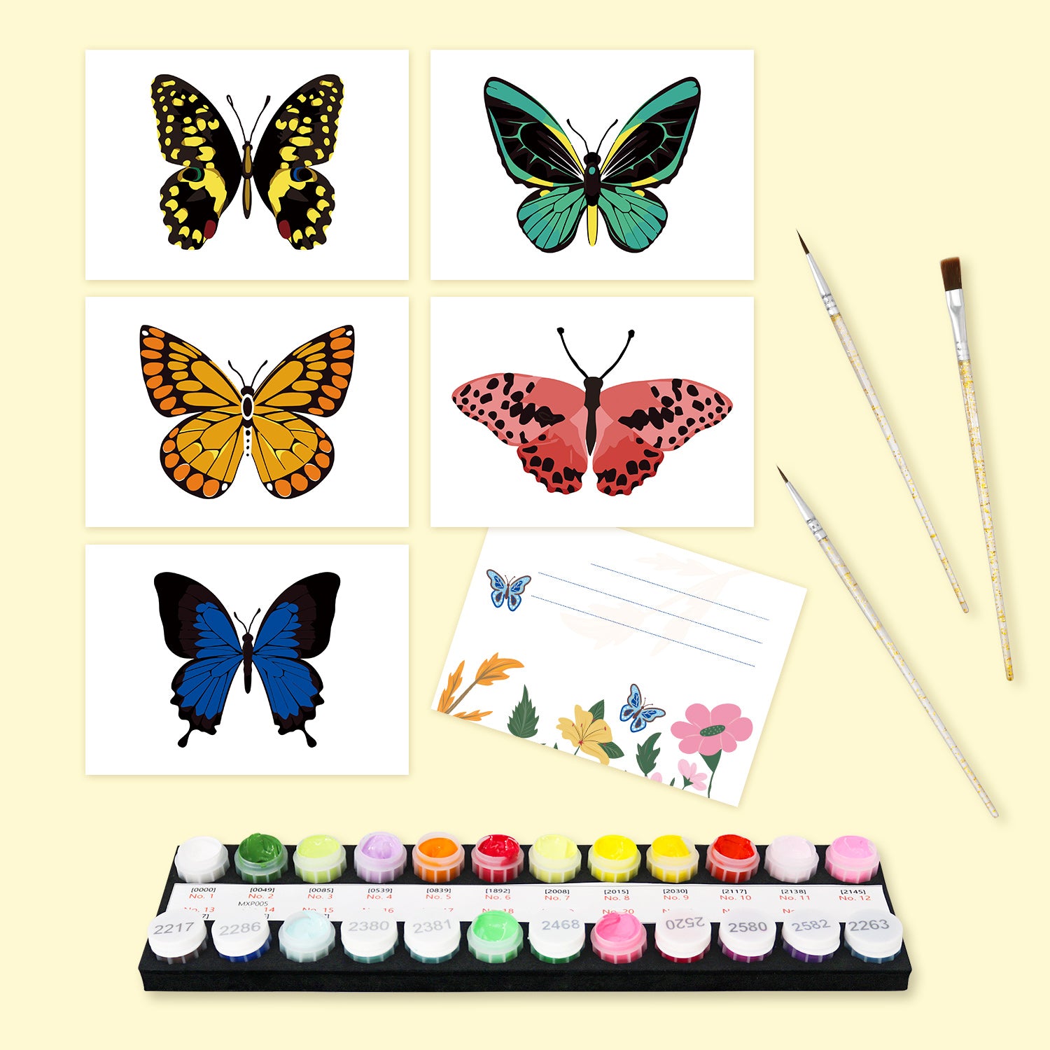 Butterfly Garden Poster Cards Set -  Paint by Numbers Kit for Adults -  Portrait By Numbers
