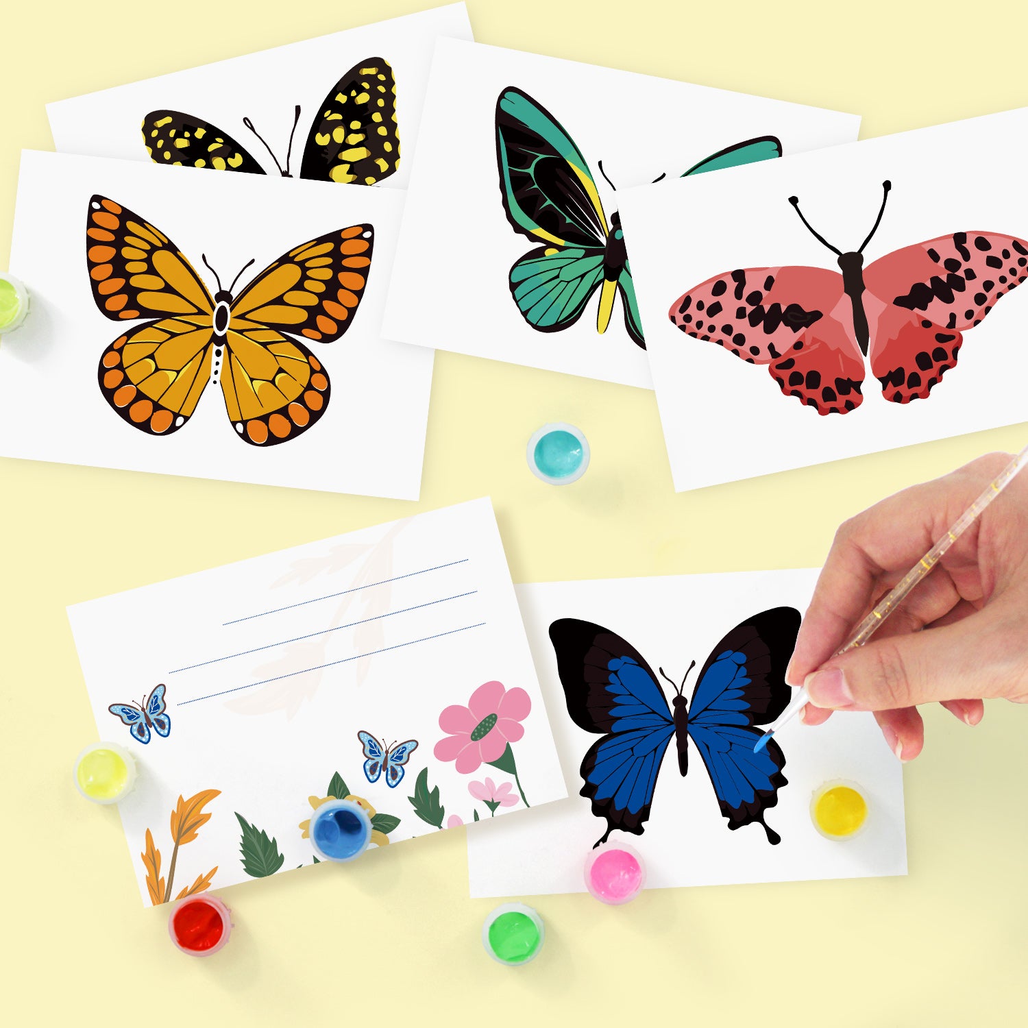 Butterfly Garden Poster Cards Set -  Paint by Numbers Kit for Adults -  Portrait By Numbers