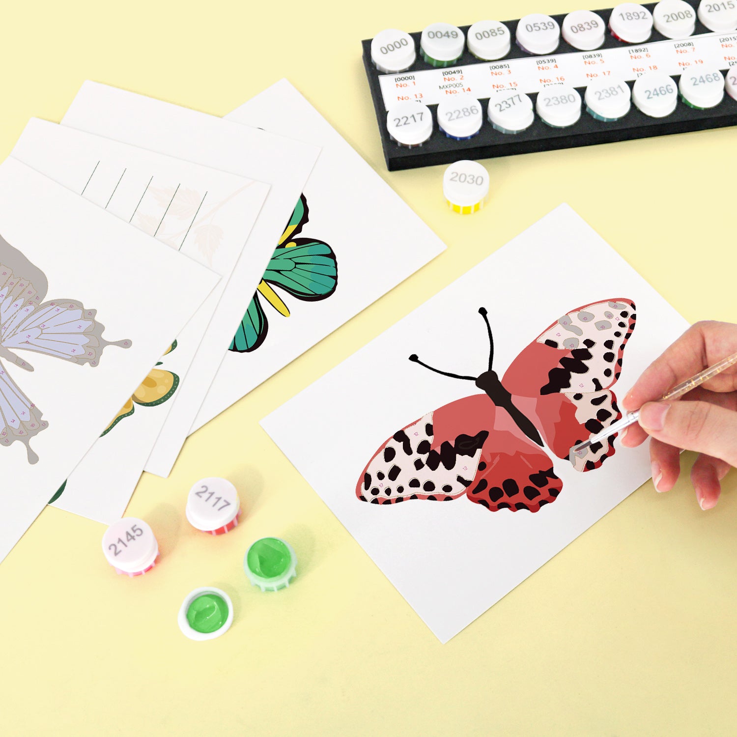 Butterfly Garden Poster Cards Set -  Paint by Numbers Kit for Adults -  Portrait By Numbers