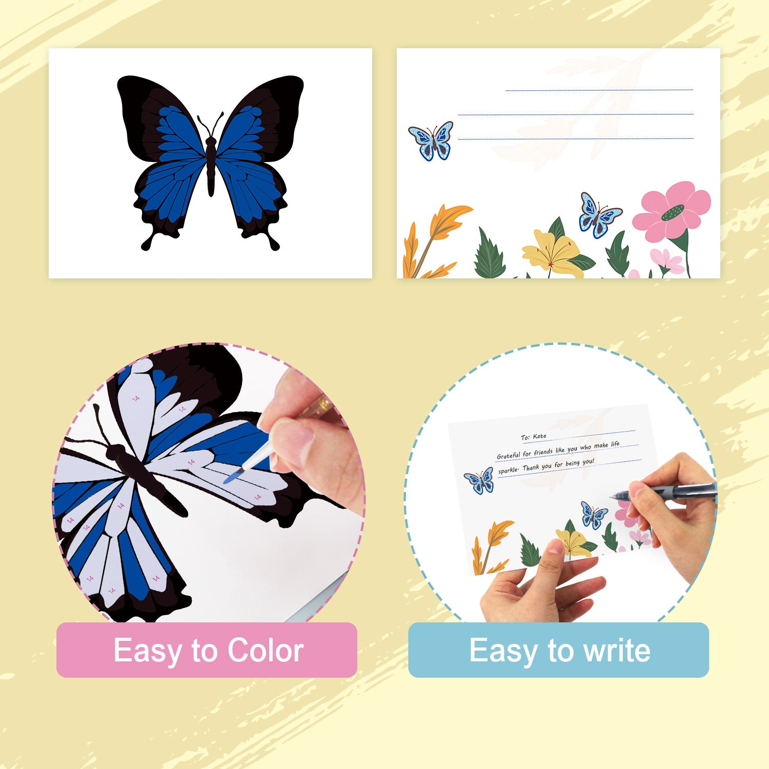 Butterfly Garden Poster Cards Set -  Paint by Numbers Kit for Adults -  Portrait By Numbers