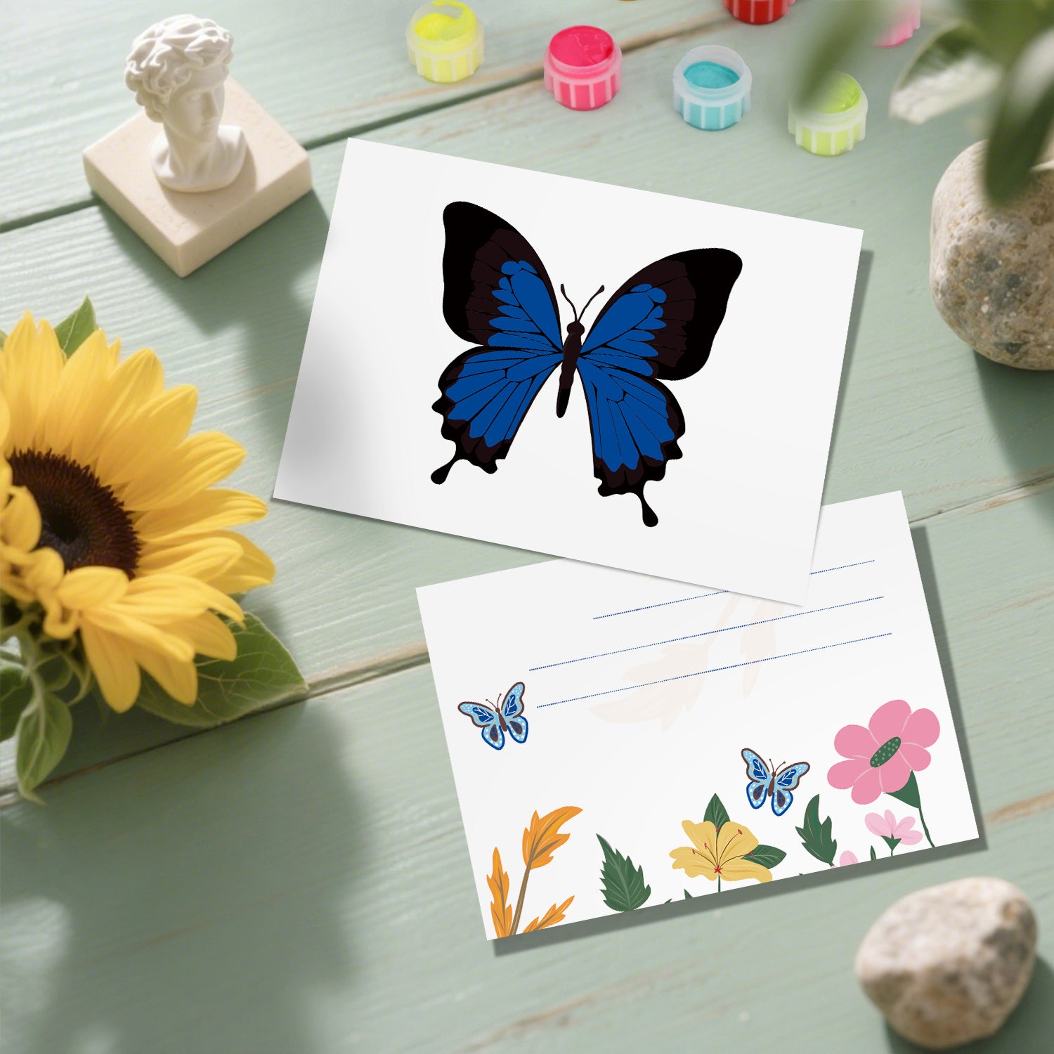 Butterfly Garden Poster Cards Set -  Paint by Numbers Kit for Adults -  Portrait By Numbers