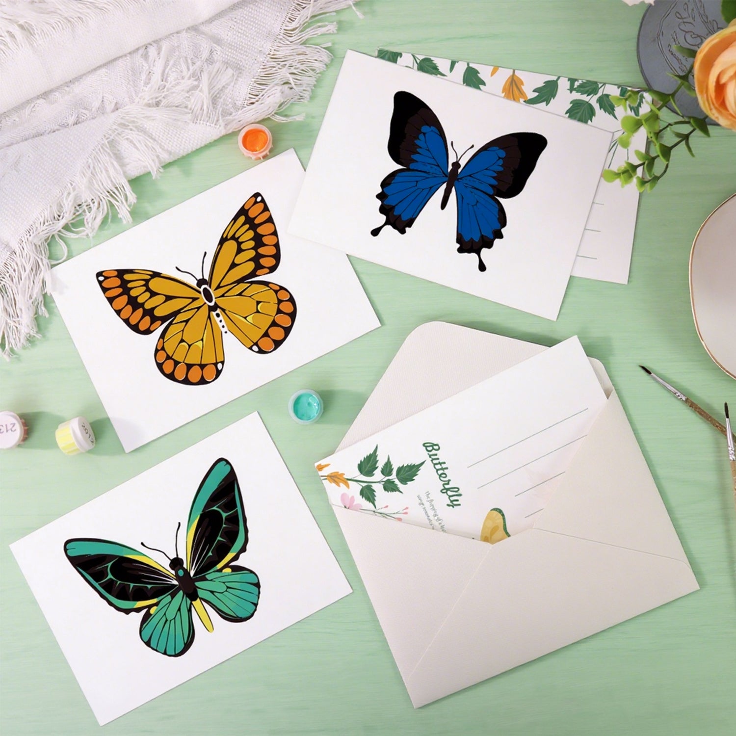 Butterfly Garden Poster Cards Set -  Paint by Numbers Kit for Adults -  Portrait By Numbers