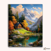Cabin by the Crystal Lake -  Paint by Numbers Kit for Adults -  Portrait By Numbers