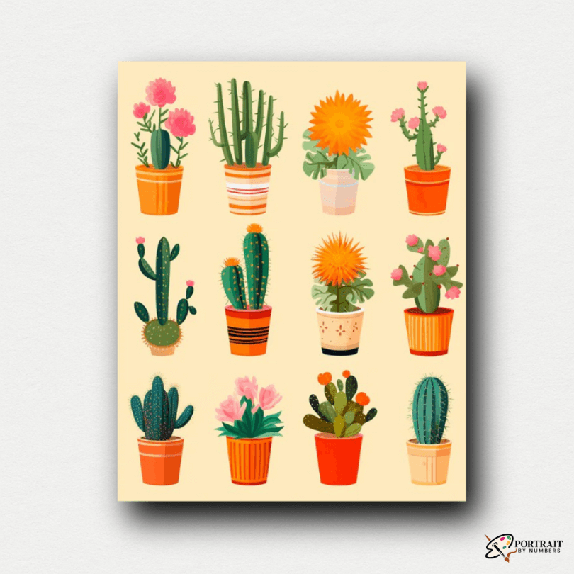Cacti Collection -  Paint by numbers -  Portrait By Numbers