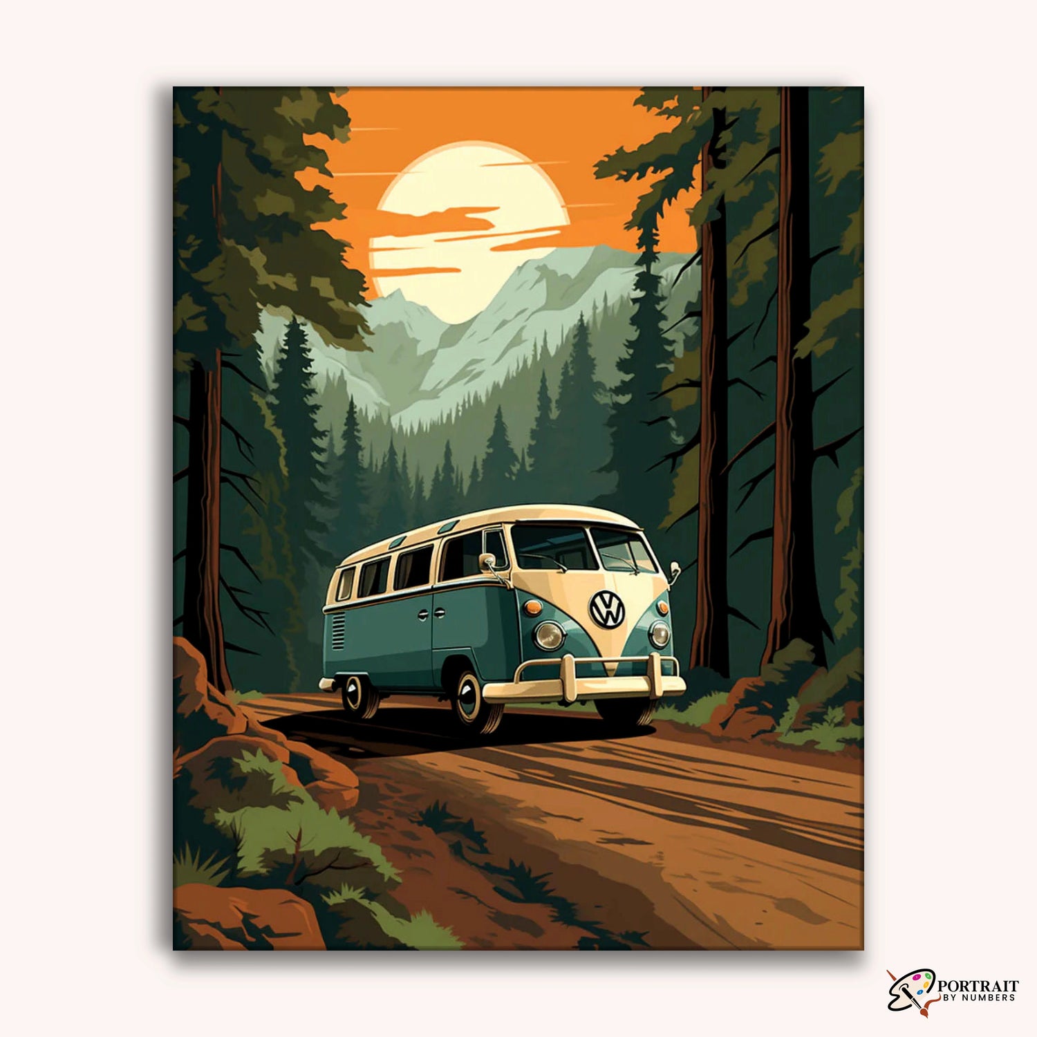 Camping Trip Paint by Numbers for Adults | Retro Forest DIY Art
