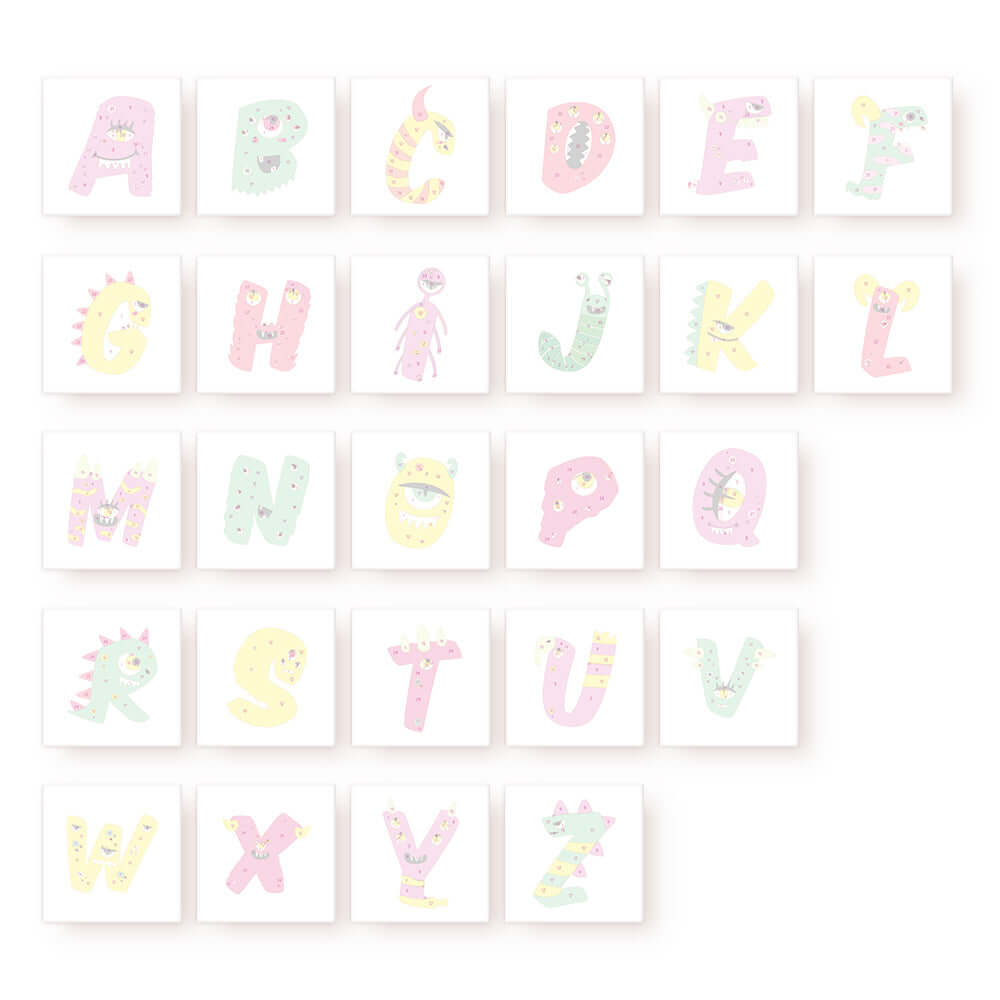Candy Monsters ABCs (Alphabet) -  Paint by numbers Kit -  Portrait By Numbers