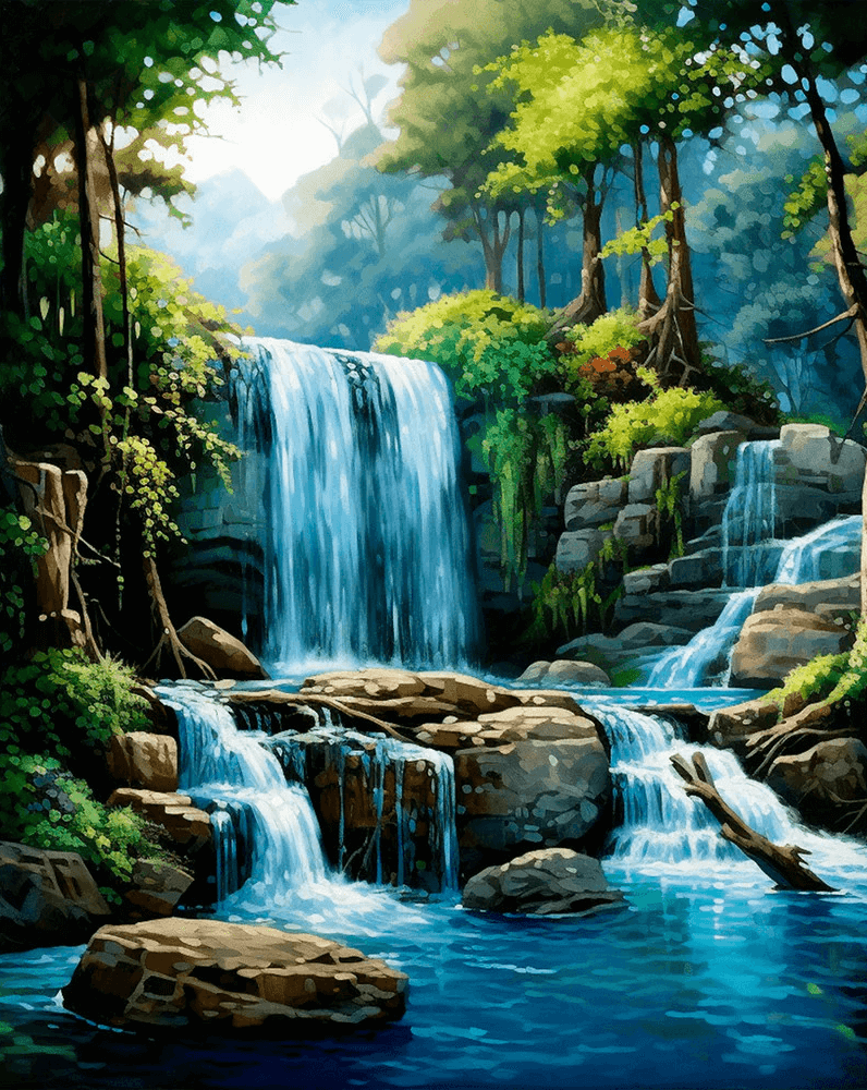 Cascade Haven -  Paint by numbers -  Portrait By Numbers