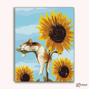 Cat Sleeping on Sunflower -  Paint by Numbers Kit for Adults -  Portrait By Numbers