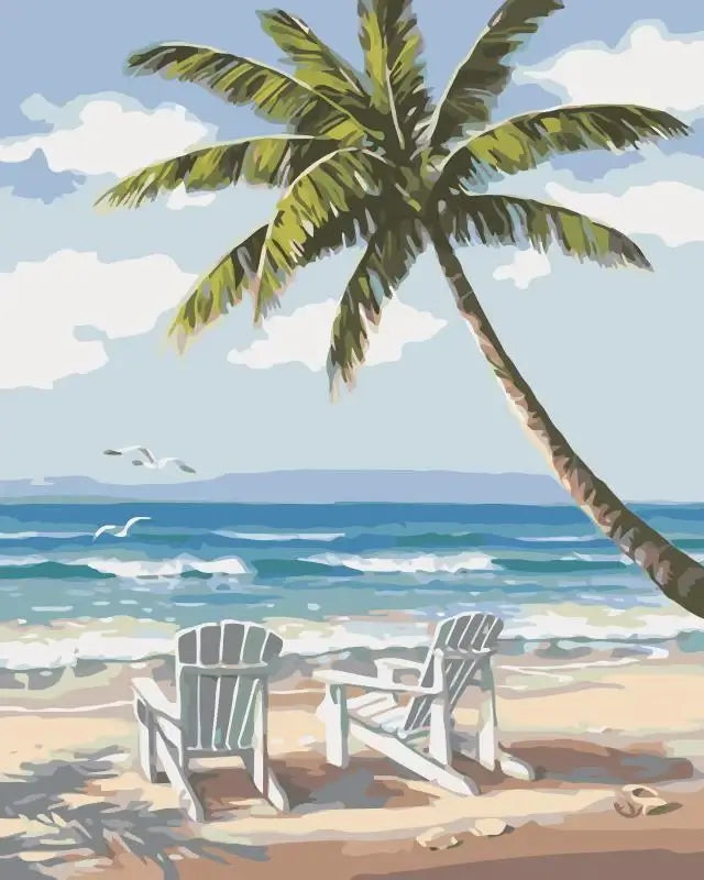 Chairs on Beach -  Paint by numbers -  Portrait By Numbers