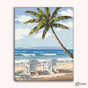 Chairs on Beach -  Paint by Numbers Kit for Adults -  Portrait By Numbers